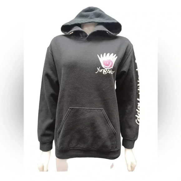 Yungblud Black Be Fookin Happy Merch Unisex Hoodie Size  Small - Picture 1 of 8